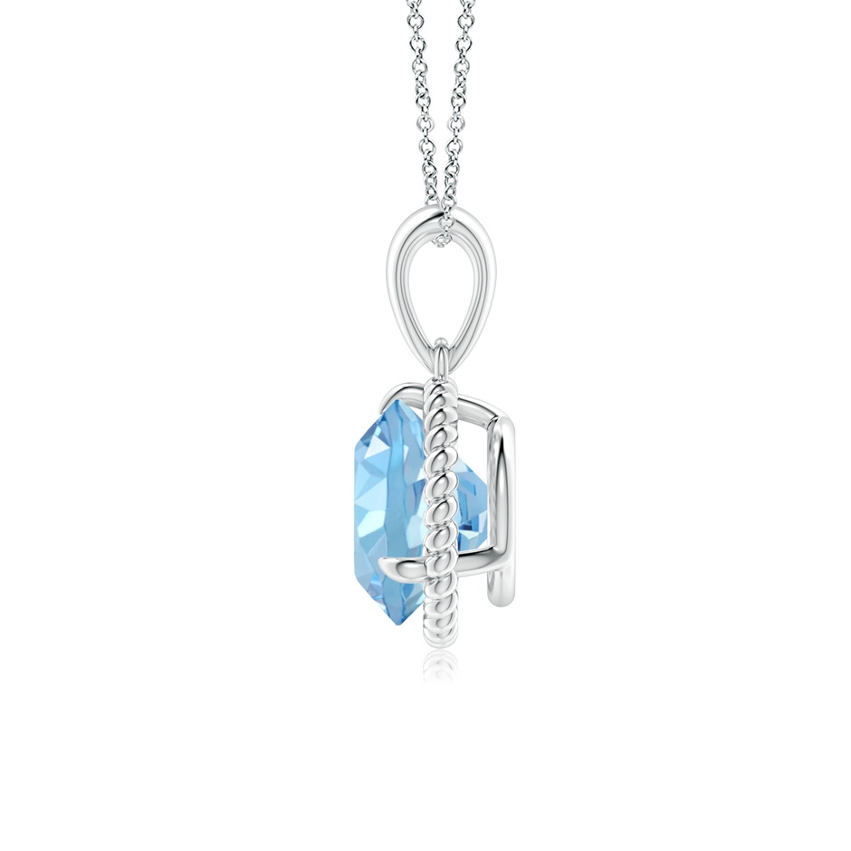 8mm AAAA Rope-Framed Claw-Set Aquamarine Solitaire Pendant in White Gold side 199