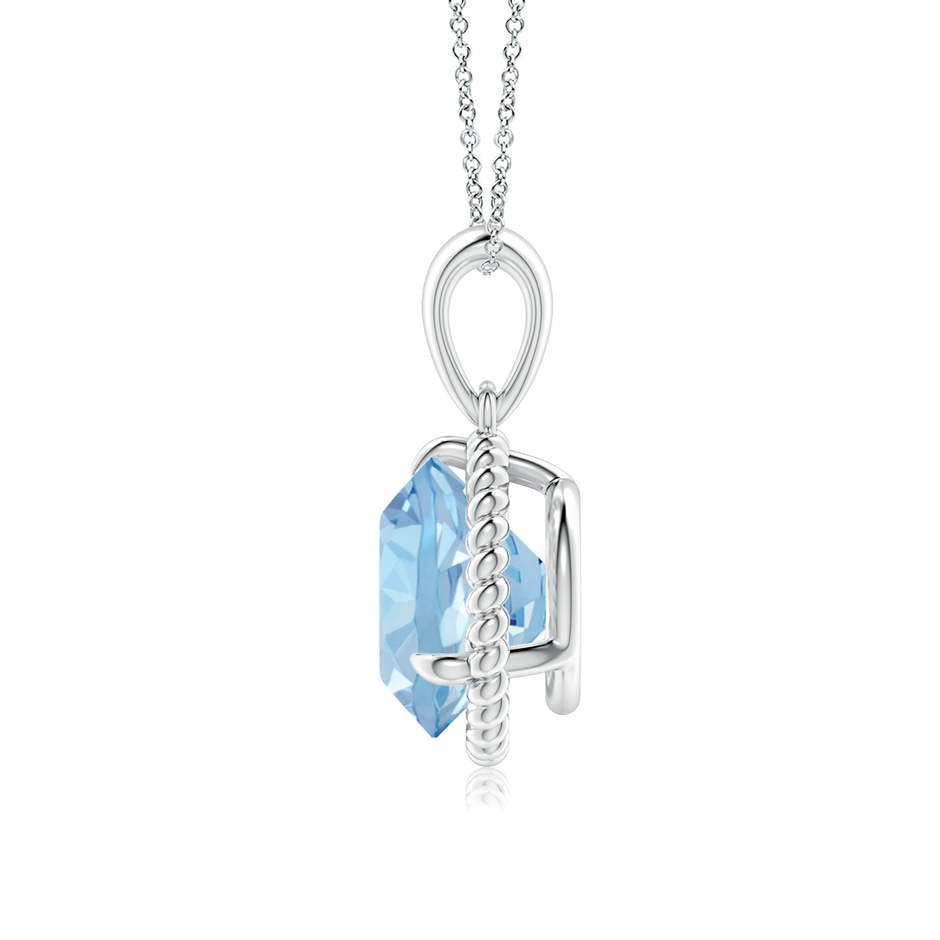 9mm AAA Rope-Framed Claw-Set Aquamarine Solitaire Pendant in P950 Platinum side 199
