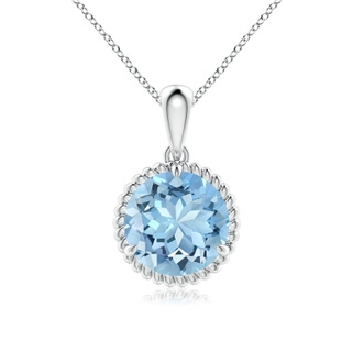 9mm AAAA Rope-Framed Claw-Set Aquamarine Solitaire Pendant in P950 Platinum