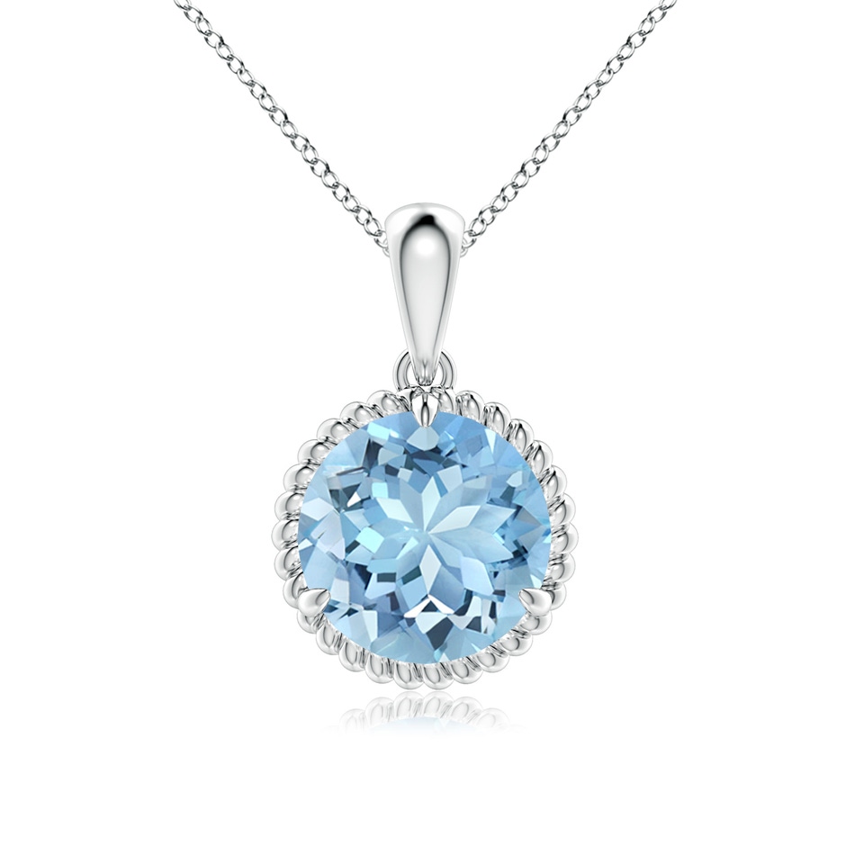 9mm AAAA Rope-Framed Claw-Set Aquamarine Solitaire Pendant in P950 Platinum 