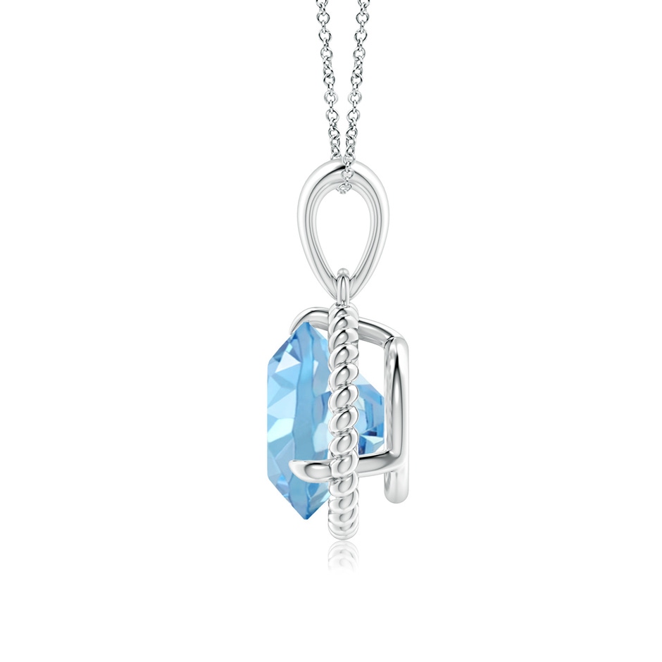 9mm AAAA Rope-Framed Claw-Set Aquamarine Solitaire Pendant in P950 Platinum side 199