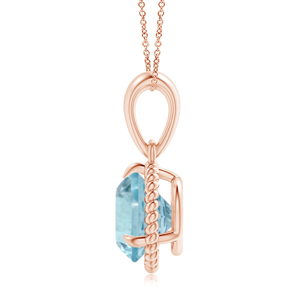 11.10x10.85x6.44mm AA GIA Certified Rope-Framed Aquamarine Solitaire Pendant in 18K Rose Gold side 199