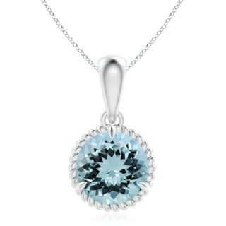 11.10x10.85x6.44mm AA GIA Certified Rope-Framed Aquamarine Solitaire Pendant in White Gold