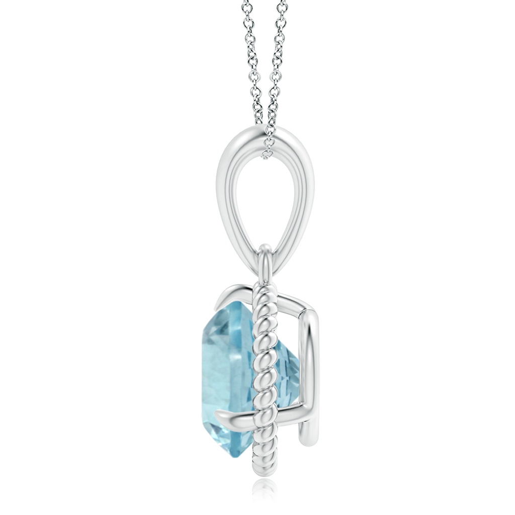 11.10x10.85x6.44mm AA GIA Certified Rope-Framed Aquamarine Solitaire Pendant in White Gold - side 199