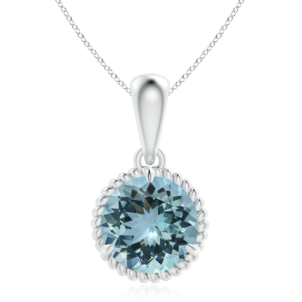 11.14x10.98x6.69mm AA GIA Certified Rope-Framed Aquamarine Solitaire Pendant in White Gold