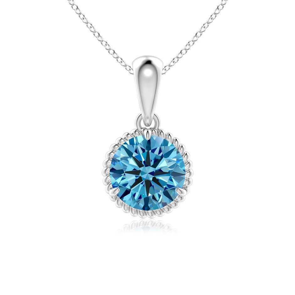 5.1mm AAAA Rope-Framed Claw-Set Fancy Intense Blue Diamond Solitaire Pendant in P950 Platinum 