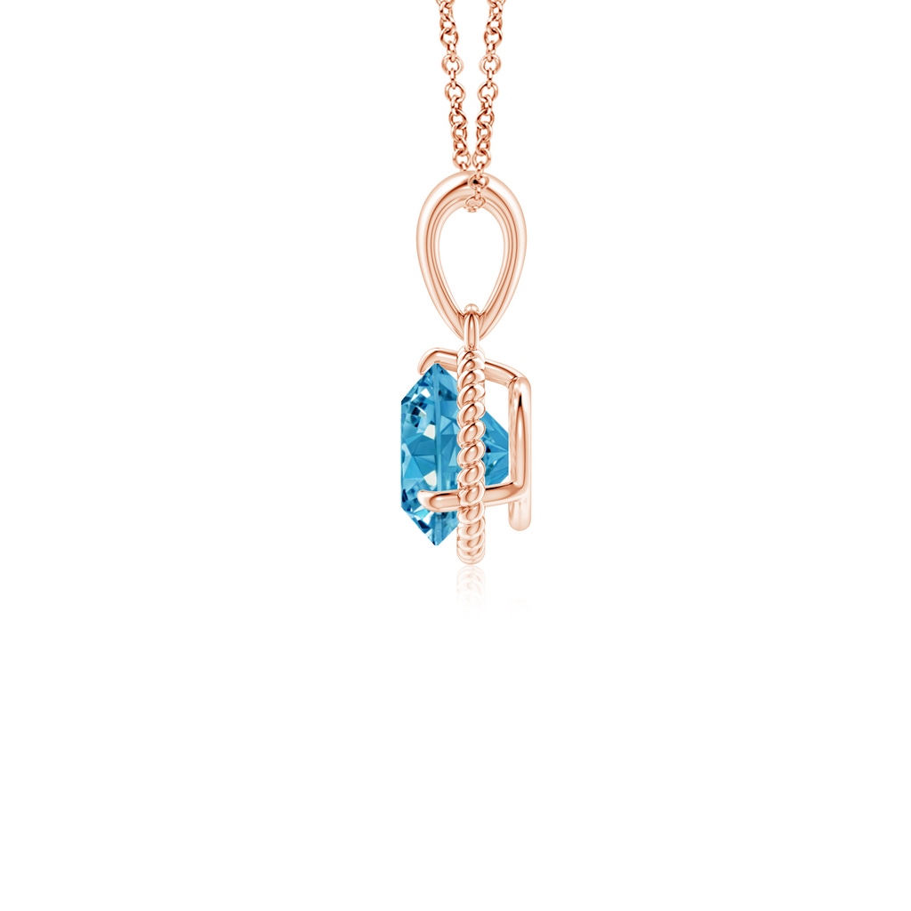 5.1mm AAAA Rope-Framed Claw-Set Fancy Intense Blue Diamond Solitaire Pendant in Rose Gold - side 199