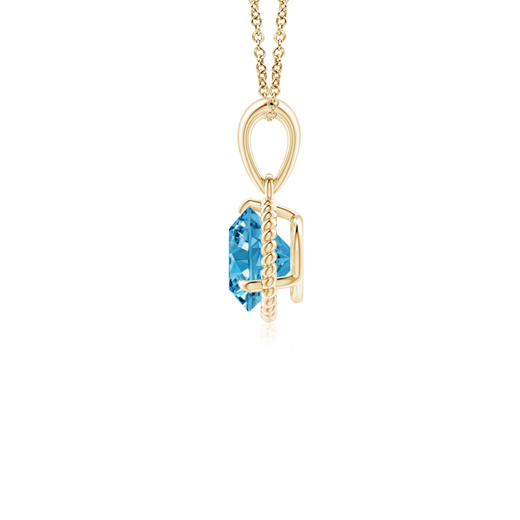5.1mm AAAA Rope-Framed Claw-Set Fancy Intense Blue Diamond Solitaire Pendant in Yellow Gold - side 199