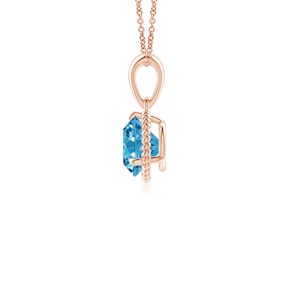 6.4mm AAAA Rope-Framed Claw-Set Fancy Intense Blue Diamond Solitaire Pendant in Rose Gold side 199