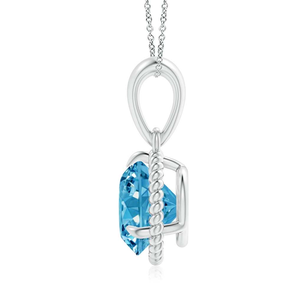 8.1mm AAAA Rope-Framed Claw-Set Fancy Intense Blue Diamond Solitaire Pendant in White Gold - side 199