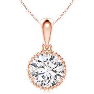 10.1mm HSI2 Rope-Framed Claw-Set Diamond Solitaire Pendant in Rose Gold