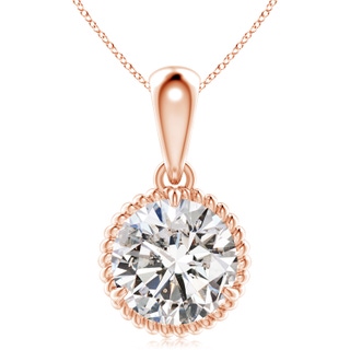 10.1mm IJI1I2 Rope-Framed Claw-Set Diamond Solitaire Pendant in Rose Gold