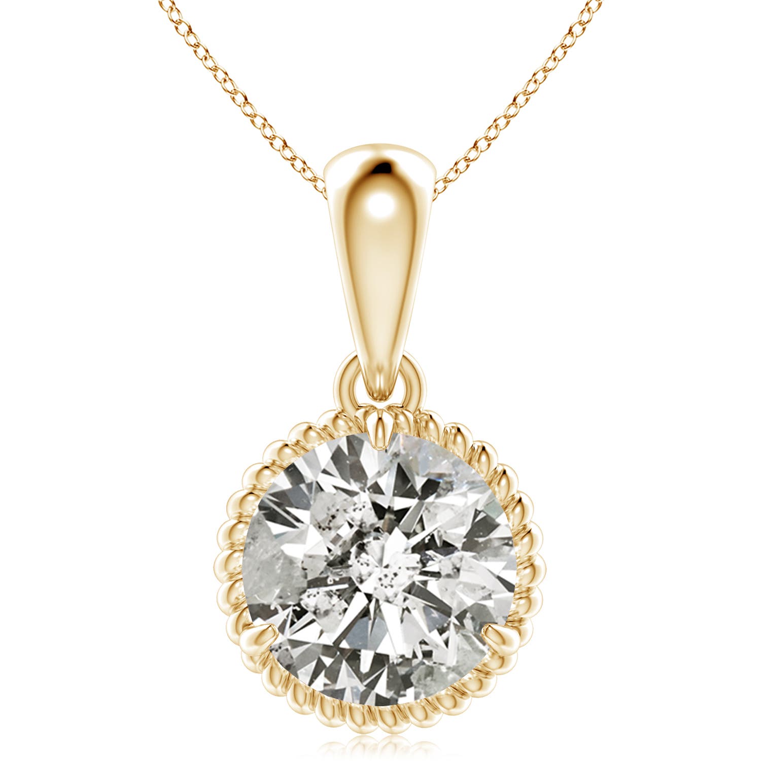 Angara 4.0 CTW Rope-Framed Claw-Set Diamond Solitaire Pendant in 14K Yellow Gold