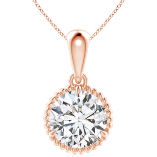 11.1mm HSI2 Rope-Framed Claw-Set Diamond Solitaire Pendant in Rose Gold