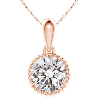 11.1mm IJI1I2 Rope-Framed Claw-Set Diamond Solitaire Pendant in Rose Gold
