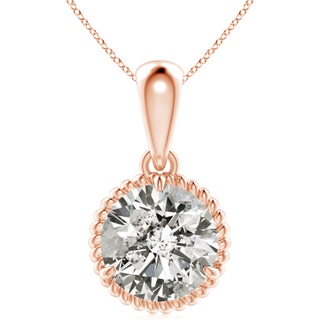 11.1mm KI3 Rope-Framed Claw-Set Diamond Solitaire Pendant in Rose Gold