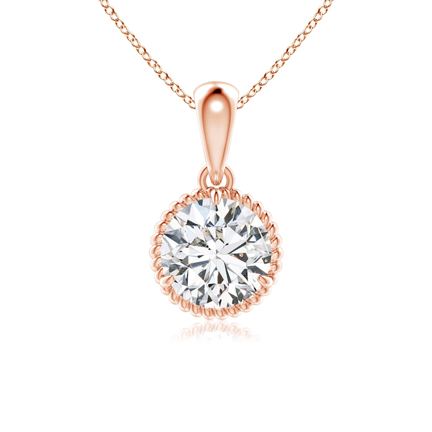 5.1mm HSI2 Rope-Framed Claw-Set Diamond Solitaire Pendant in Rose Gold