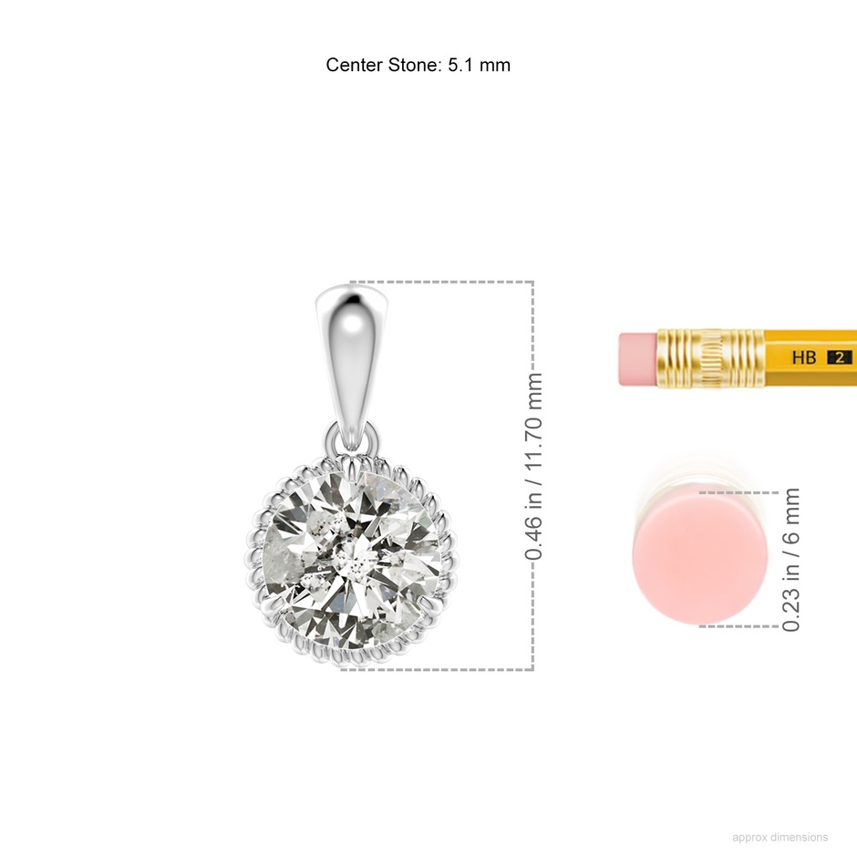 5.1mm KI3 Rope-Framed Claw-Set Diamond Solitaire Pendant in White Gold ruler