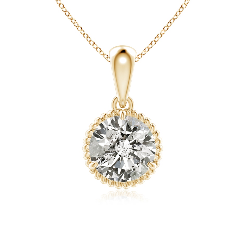6.4mm KI3 Rope-Framed Claw-Set Diamond Solitaire Pendant in Yellow Gold 