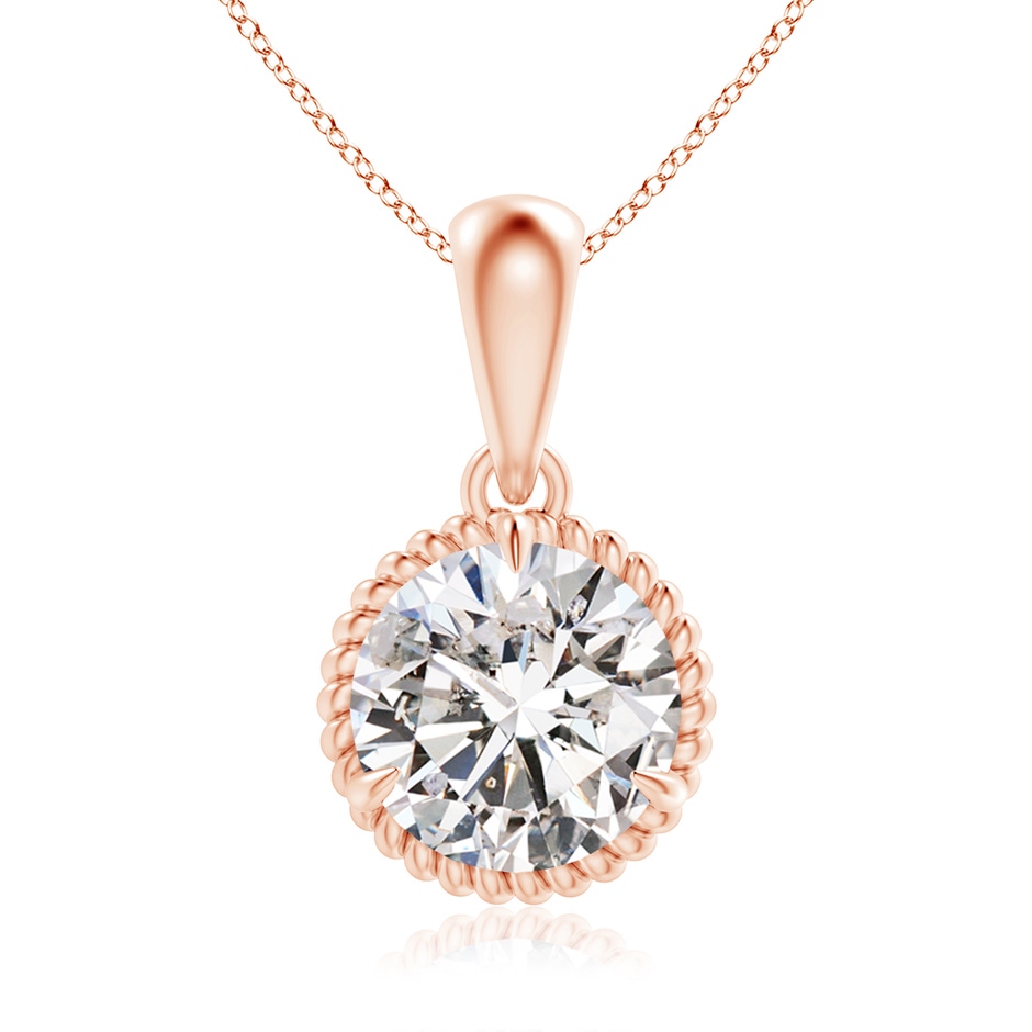 8.1mm IJI1I2 Rope-Framed Claw-Set Diamond Solitaire Pendant in Rose Gold 