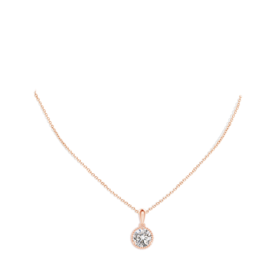 8.1mm IJI1I2 Rope-Framed Claw-Set Diamond Solitaire Pendant in Rose Gold pen