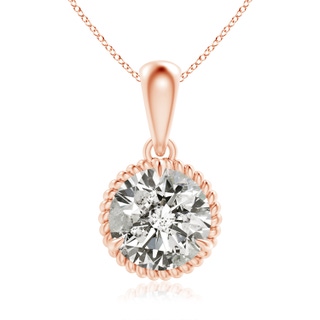 8.1mm KI3 Rope-Framed Claw-Set Diamond Solitaire Pendant in Rose Gold