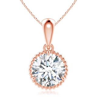 9.2mm GVS2 Rope-Framed Claw-Set Diamond Solitaire Pendant in 9K Rose Gold