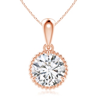 9.2mm HSI2 Rope-Framed Claw-Set Diamond Solitaire Pendant in Rose Gold