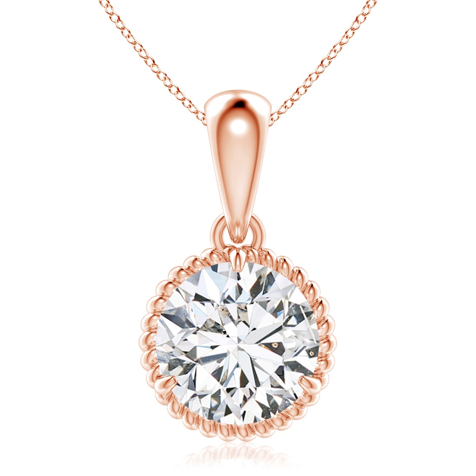 9.2mm HSI2 Rope-Framed Claw-Set Diamond Solitaire Pendant in Rose Gold 