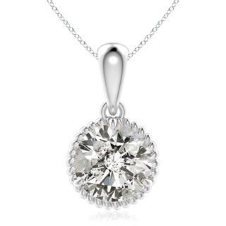 9.2mm KI3 Rope-Framed Claw-Set Diamond Solitaire Pendant in P950 Platinum