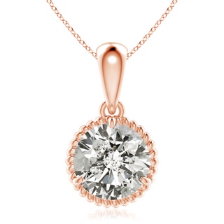 9.2mm KI3 Rope-Framed Claw-Set Diamond Solitaire Pendant in Rose Gold