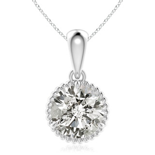 9.2mm KI3 Rope-Framed Claw-Set Diamond Solitaire Pendant in S999 Silver