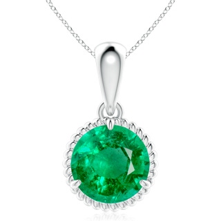 10mm AAA Rope-Framed Claw-Set Emerald Solitaire Pendant in P950 Platinum