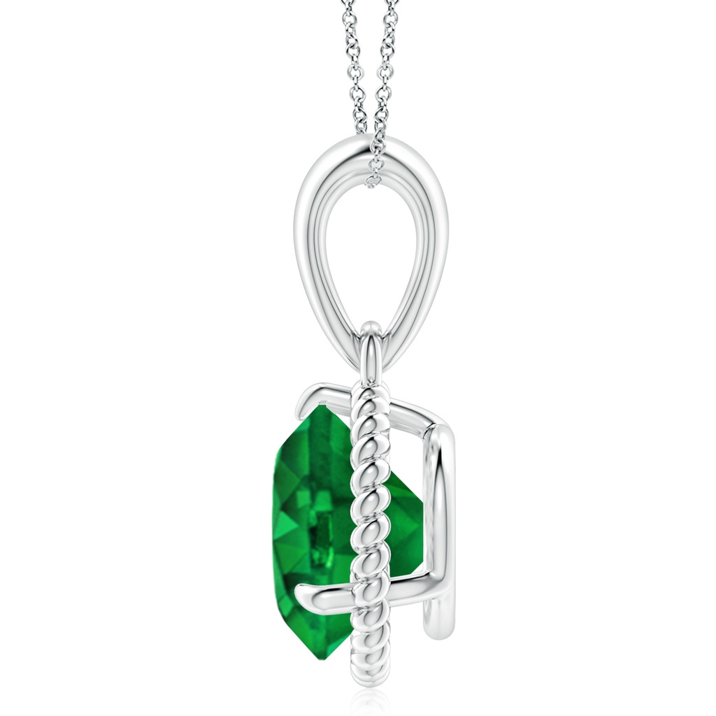 10mm AAAA Rope-Framed Claw-Set Emerald Solitaire Pendant in S999 Silver Side 199
