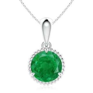 9mm AA Rope-Framed Claw-Set Emerald Solitaire Pendant in P950 Platinum