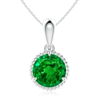 9mm AAAA Rope-Framed Claw-Set Emerald Solitaire Pendant in P950 Platinum