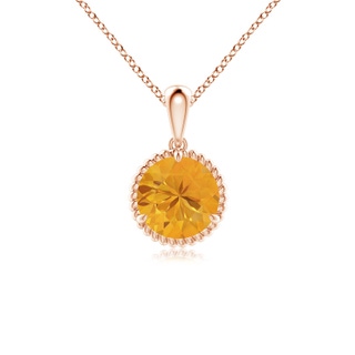 7mm A Rope-Framed Claw-Set Fire Opal Solitaire Pendant in Rose Gold