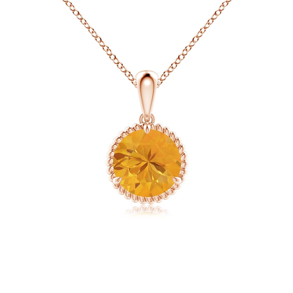 7mm A Rope-Framed Claw-Set Fire Opal Solitaire Pendant in Rose Gold 