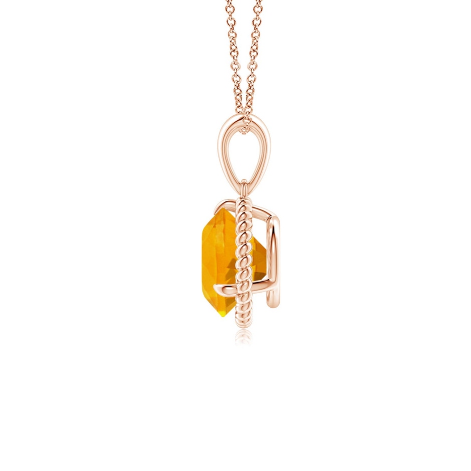 7mm A Rope-Framed Claw-Set Fire Opal Solitaire Pendant in Rose Gold side 199