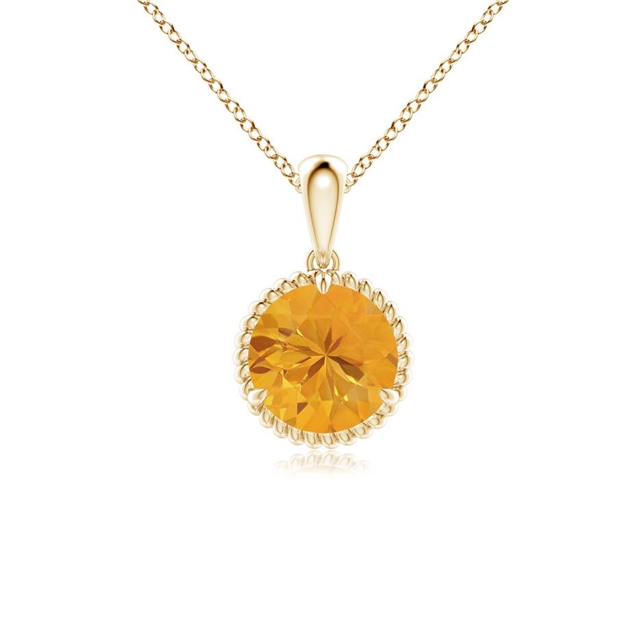 7mm A Rope-Framed Claw-Set Fire Opal Solitaire Pendant in Yellow Gold 