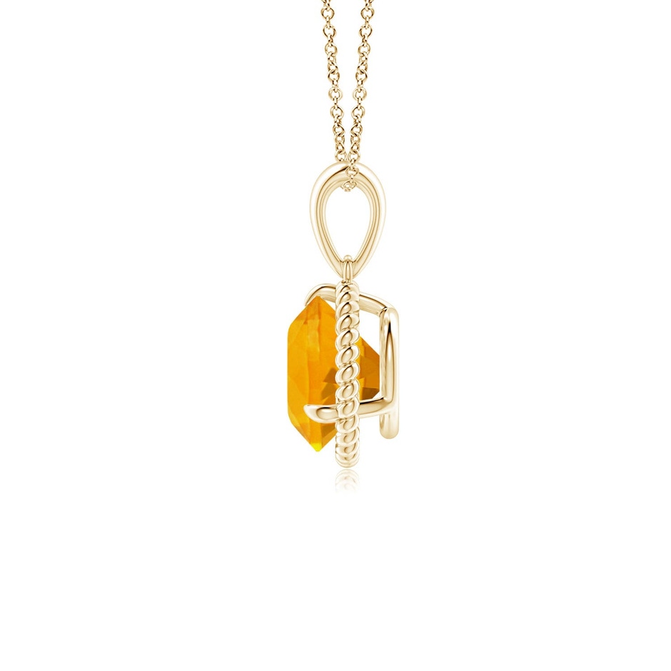 7mm A Rope-Framed Claw-Set Fire Opal Solitaire Pendant in Yellow Gold side 199