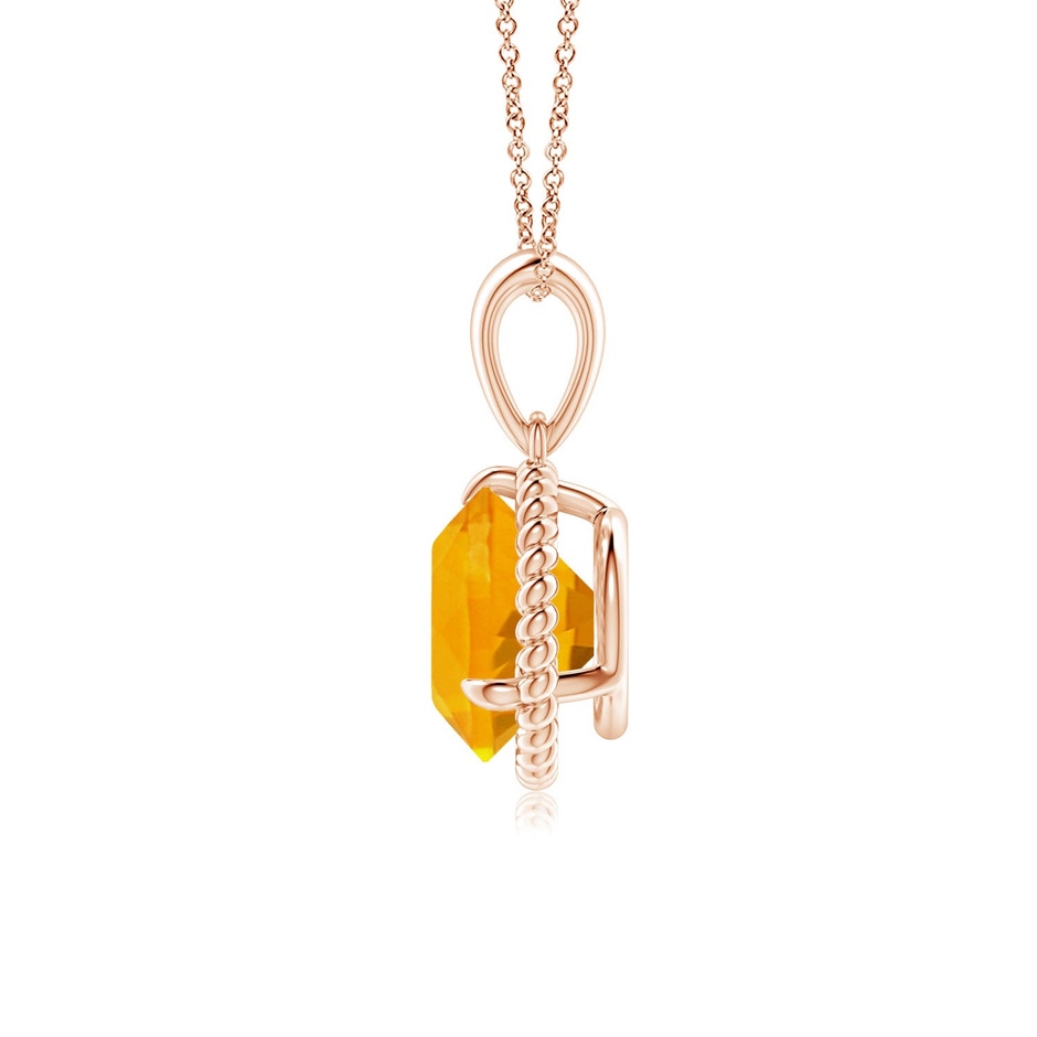 8mm A Rope-Framed Claw-Set Fire Opal Solitaire Pendant in Rose Gold side 199