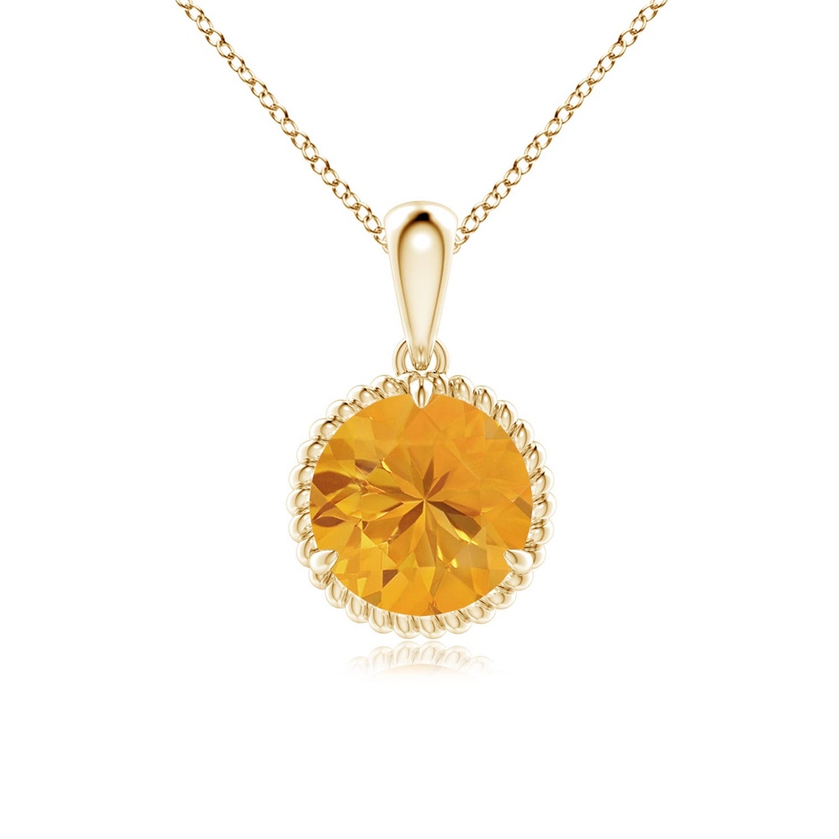 8mm A Rope-Framed Claw-Set Fire Opal Solitaire Pendant in Yellow Gold 