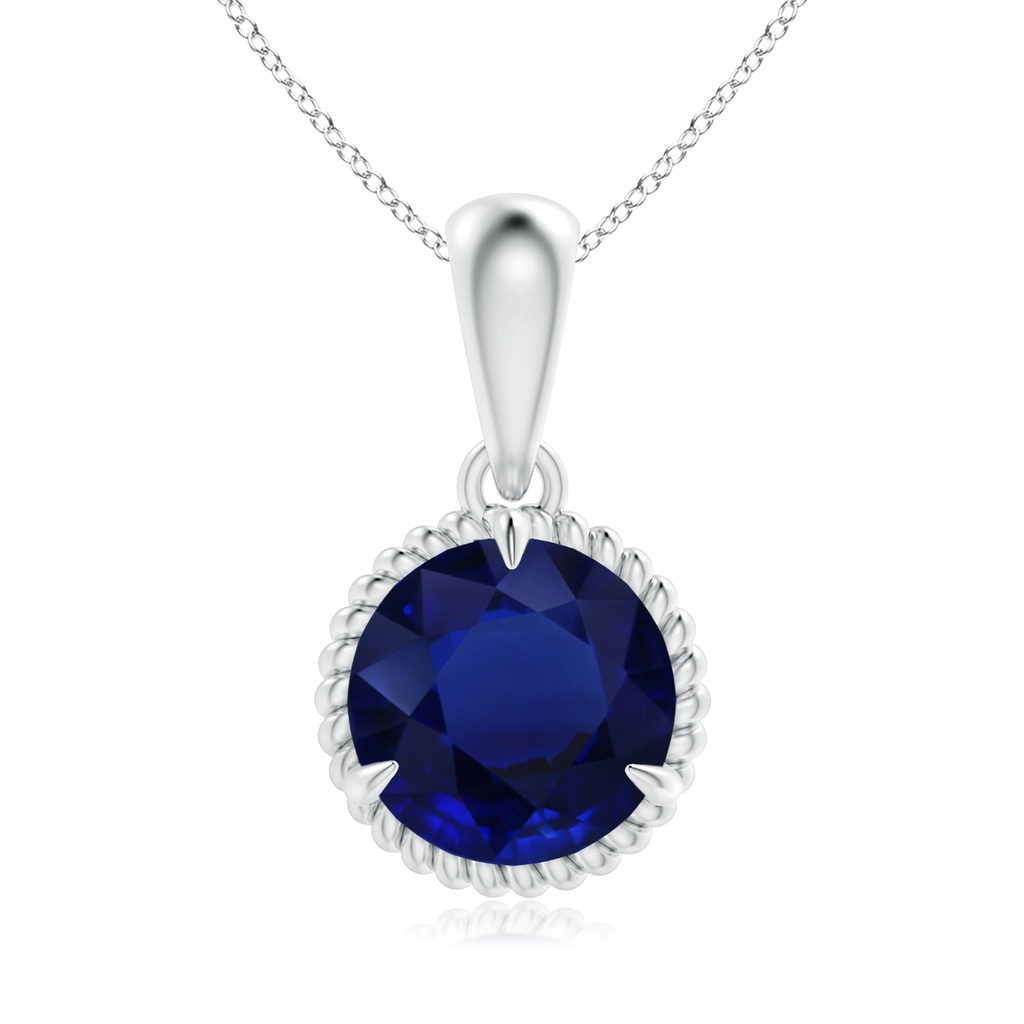 7.98-8.13x4.93mm AAA Rope-Framed GIA Certified Kyanite Solitaire Pendant in P950 Platinum