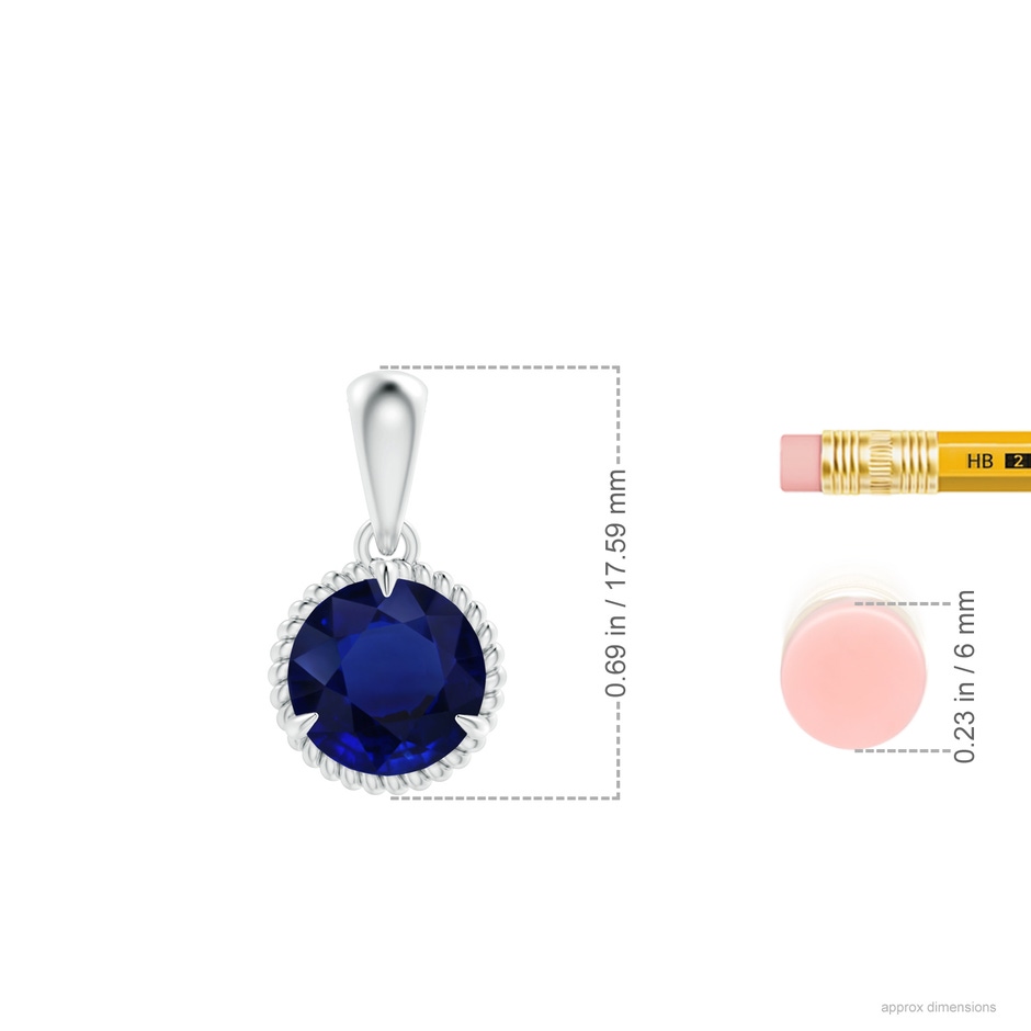 7.98-8.13x4.93mm AAA Rope-Framed GIA Certified Kyanite Solitaire Pendant in P950 Platinum ruler