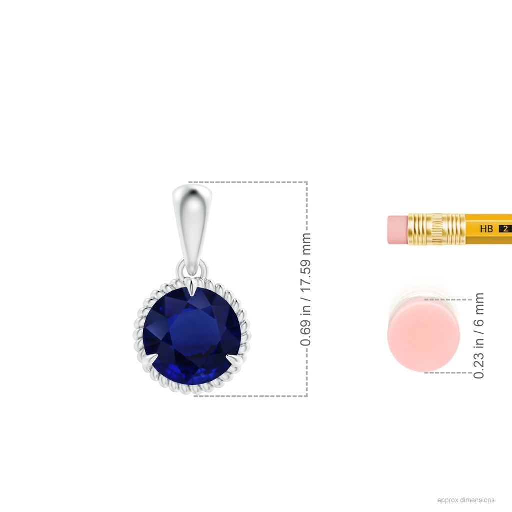 7.98-8.13x4.93mm AAA Rope-Framed GIA Certified Kyanite Solitaire Pendant in White Gold ruler