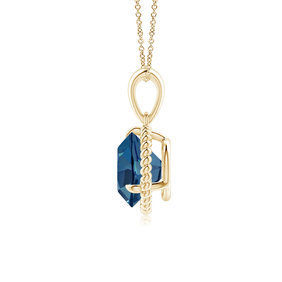 8mm AA Rope-Framed Claw-Set London Blue Topaz Solitaire Pendant in Yellow Gold side-1