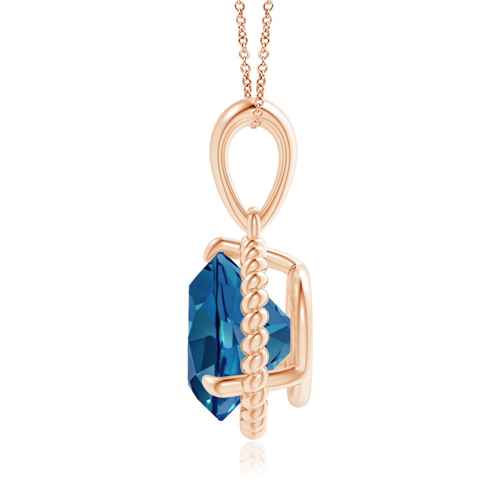 12.03x11.94x7.52mm AAAA GIA Certified Rope-Framed London Blue Topaz Solitaire Pendant in Rose Gold Side 199