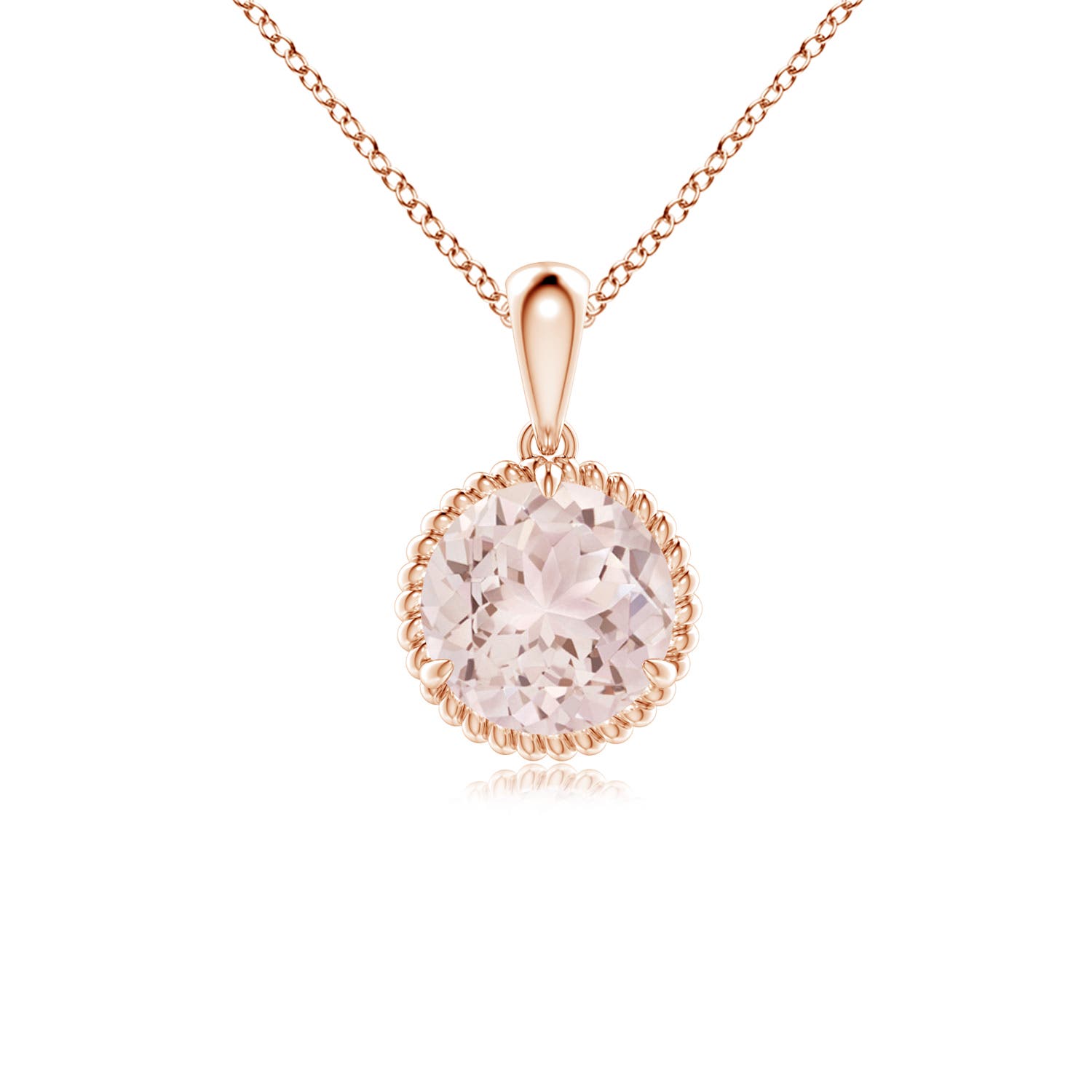 Rope-Framed Claw-Set Morganite Solitaire Pendant