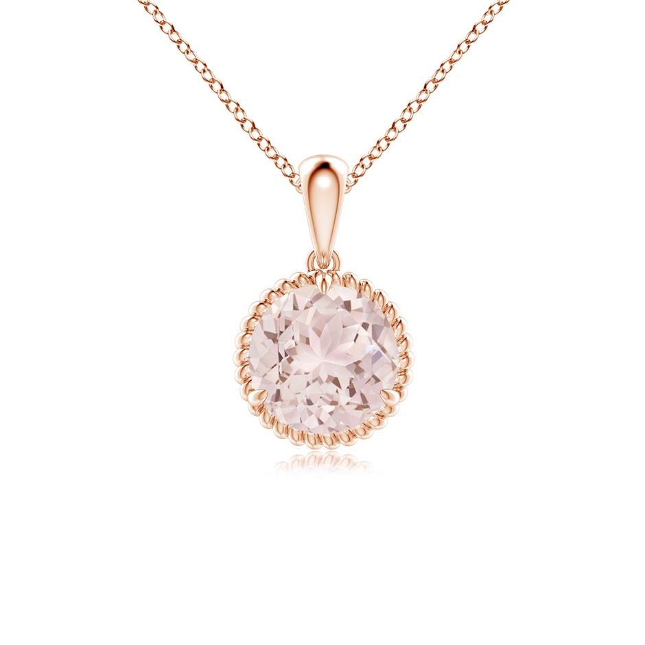 7mm A Rope-Framed Claw-Set Morganite Solitaire Pendant in Rose Gold 
